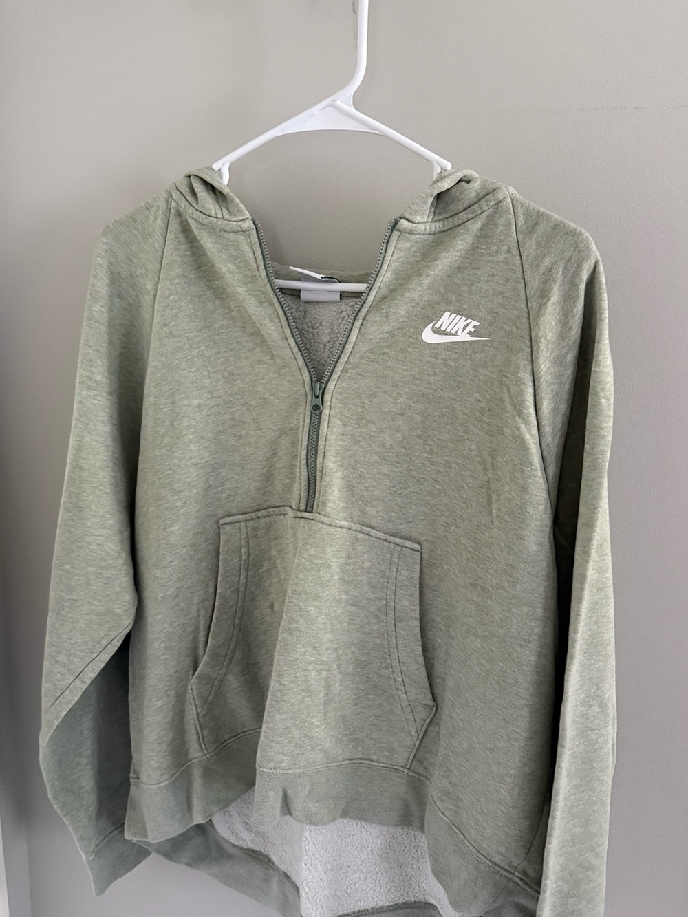 Nike Sage Green Zip Hoodie with White Logo